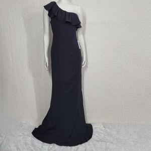 Show me your Mumu Black Stretch Florentine One Shoulder Maxi Dress Small